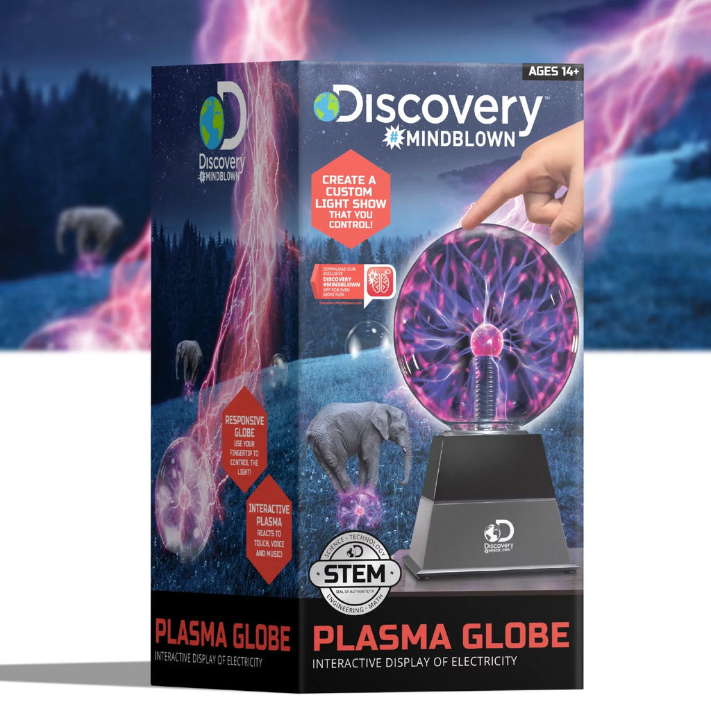 Sound and Sensitive AC Coil, Electric Kids Lamp Touch Adapter, Globe Discovery Plasma for Room Lightning with Lamp-design Desk, Lava Light Tesla STEM Interactive Glass and #Mindblown 6" Includes