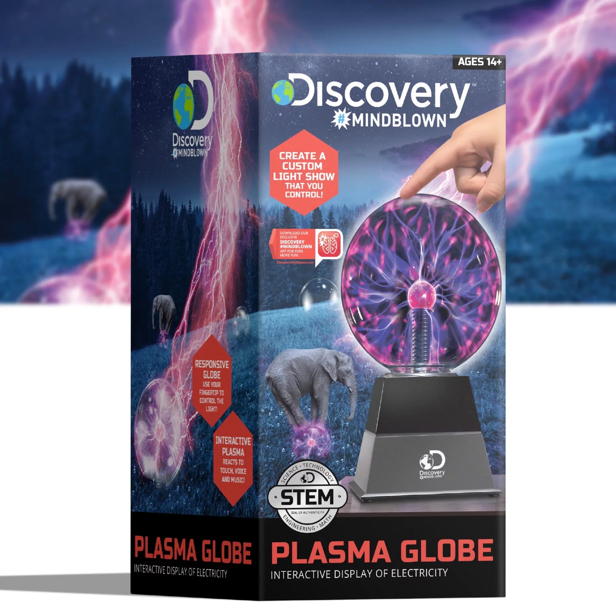 Sound and Sensitive AC Coil, Electric Kids Lamp Touch Adapter, Globe Discovery Plasma for Room Lightning with Lamp-design Desk, Lava Light Tesla STEM Interactive Glass and #Mindblown 6" Includes