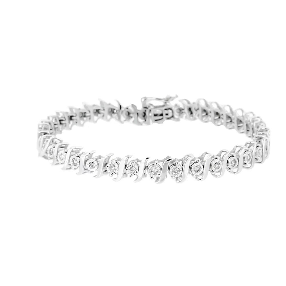 Color, Cttw - Miracle Tennis Sterling (J-K Diamond - dimension Bracelet 7.50 Set "S" .925 Link 1/2 Silver I2-I3 Clarity)