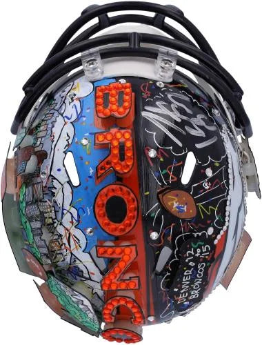 Autographed Painted B703374 Mini - Fanatics Helmet - Certified Charles by Peyton Hand Manning Broncos Authentic Fazzino - Denver Artist