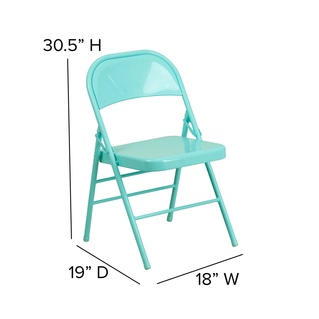 & Folding Chair Hinged HERCULES Series Teal Flash Furniture COLORBURST Metal Braced Tantalizing Triple Double