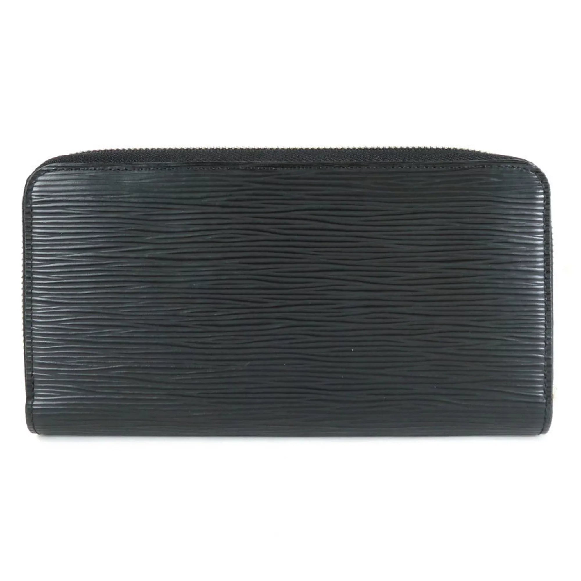 Black Long (Good) Silver Pre-Owned Epi Leather Unisex Zipper Round Wallet Zippy