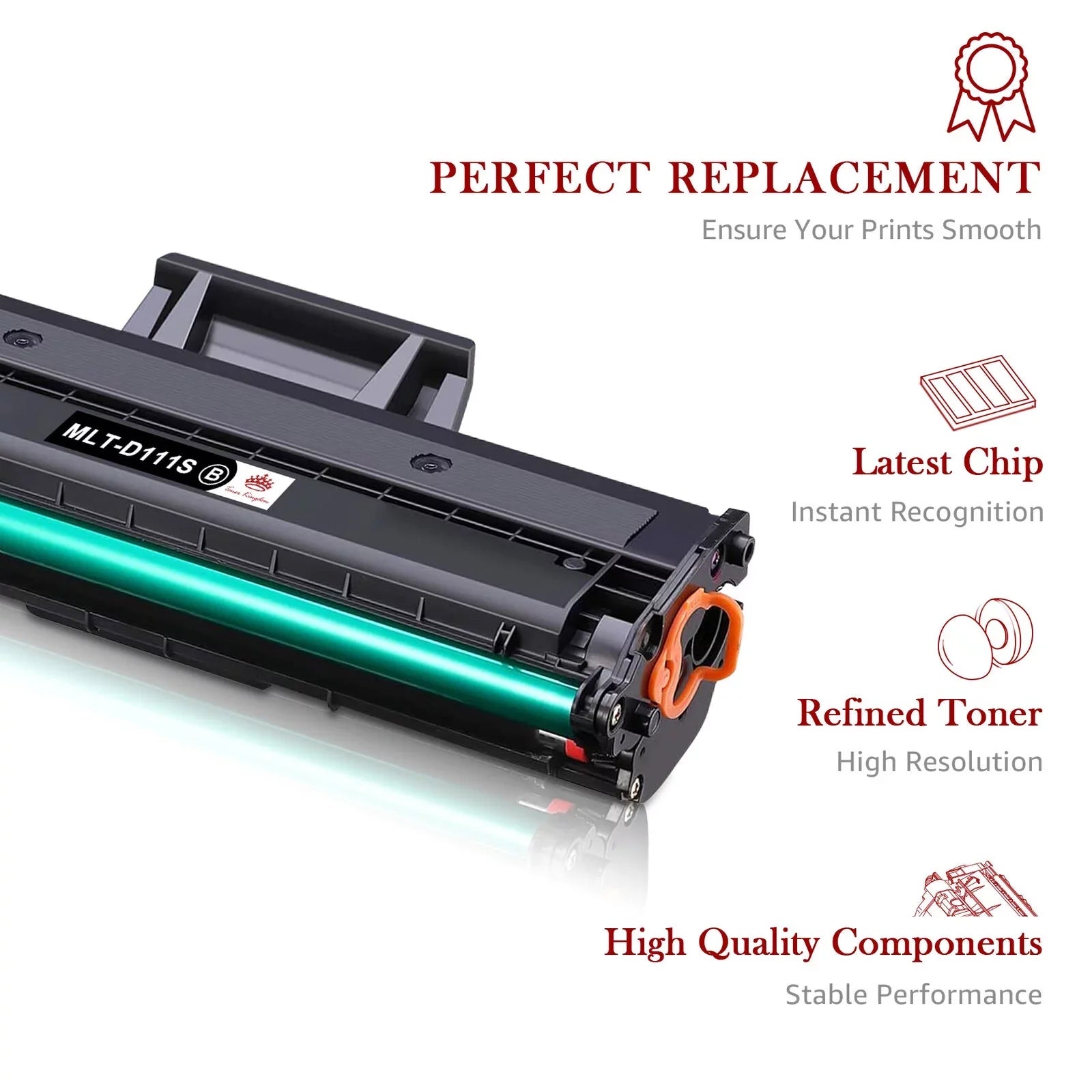 (Black) Compatible Tonerkingdom 111S for 4-Pack M2070W M2070FW Xpress Toner Laser M2020W Ink Printer Replacement MLT-D111S Work with