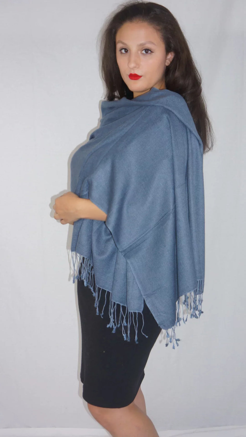 Shawl/Shawls/Scarf/Scarves/Wrap/Stole/Muffler/Cape/Ruana/Blanket/Throw/Pashmina Shawl/Cashmere Scarf/Wool/Silk (Slate Grey Shawl) Regular
