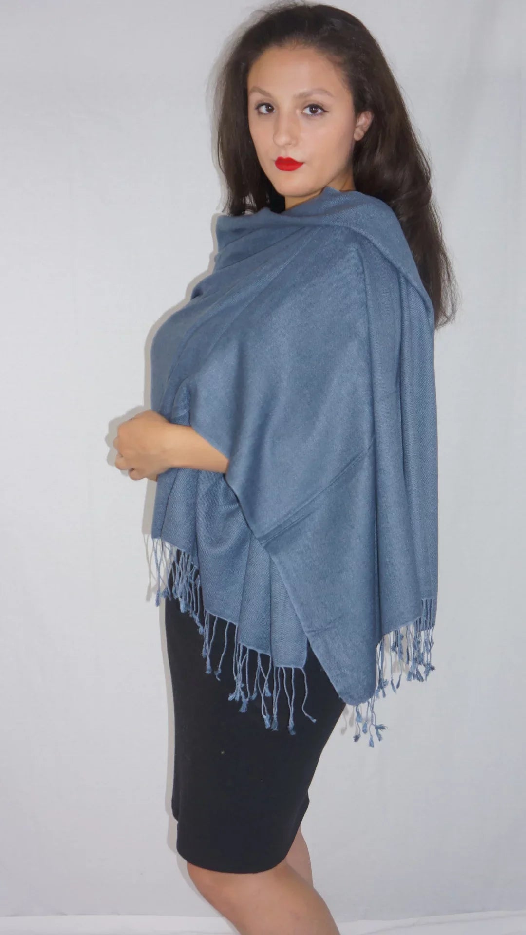 Shawl/Shawls/Scarf/Scarves/Wrap/Stole/Muffler/Cape/Ruana/Blanket/Throw/Pashmina Shawl/Cashmere Scarf/Wool/Silk (Slate Grey Shawl) Regular