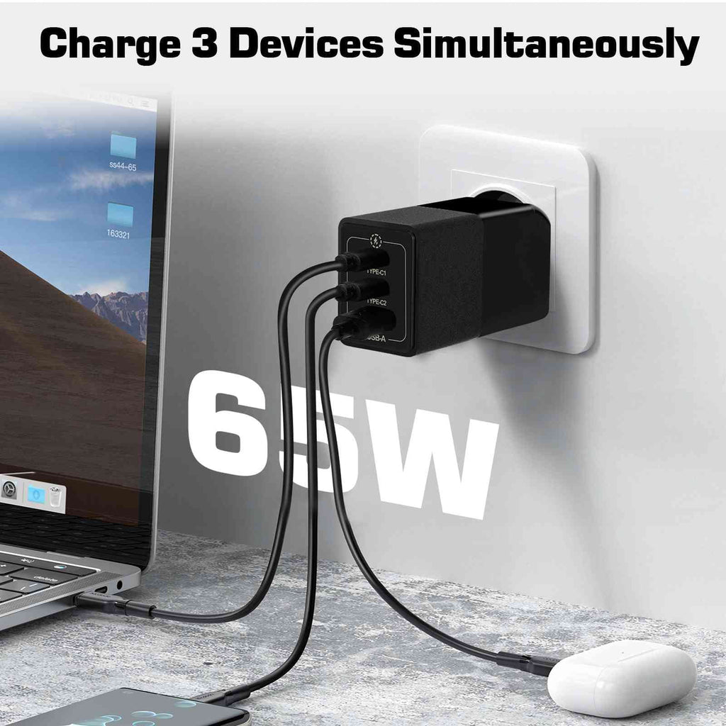 Doogee 65W Charging Pro/S58 MacBook, Galaxy, Ports Compatible with UrbanX Dual 3 Plus/S96 Charger Pixel, Fast USB Steam Pro/S59, USB-C iPhone, S86/S88 Deck with High-Speed Travel &