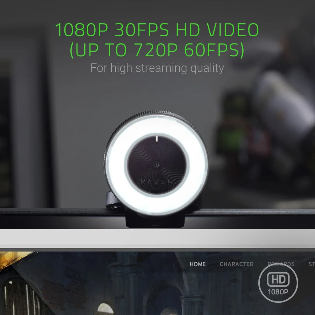60 - Streaming Ring - Microphone Razer 720p FPS Autofocus 30 Advanced FPS w/ Adjustable Brightness - / Built-in Kiyo 1080p Light Webcam: