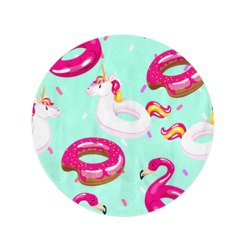 Towels Blanket Pool Blue SIDONKU Circle Round Donut Towel Travel 60 Unicorn Mat inch Tapestry Circle Beach Circular Summer Flamingo The Beach Inflatable Throw