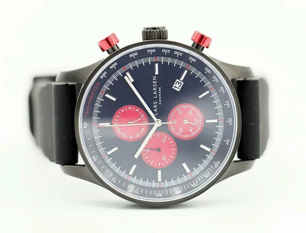 PVD Storm Black Black Men's Silicone Lars Steel Watch Larsen Quartz 133CBRS 44mm