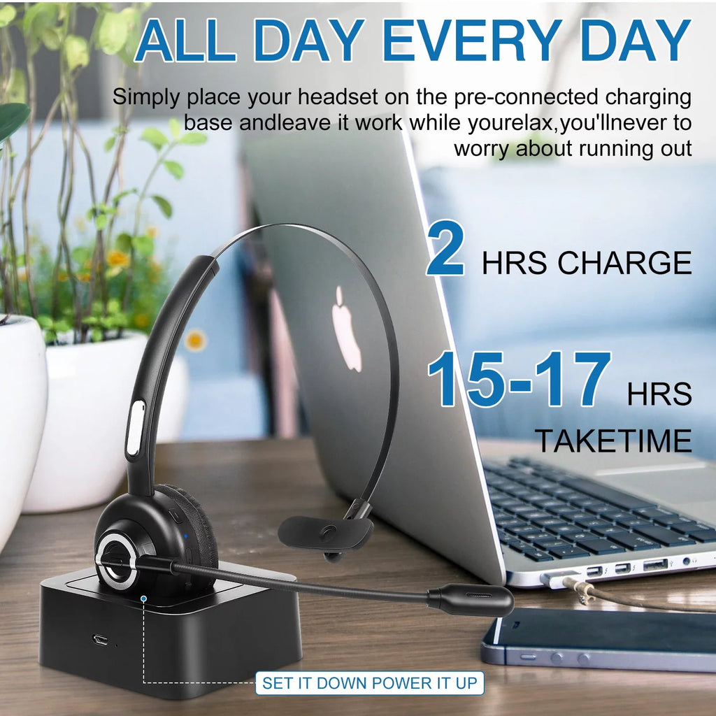 UX-M97 Phone Mute With Charging Wireless Comfortable Lenovo Cell with Headset, Mic Charging Noise Wireless Microphone, with Bluetooth for Headset Base Function Isolation Headset Dock Z5