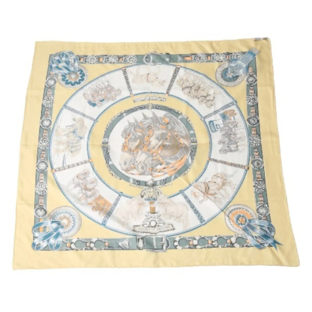 Yellow 100% Silk HERMES Hermes Taima Scarf Pre-Owned Kare90 (Fair)