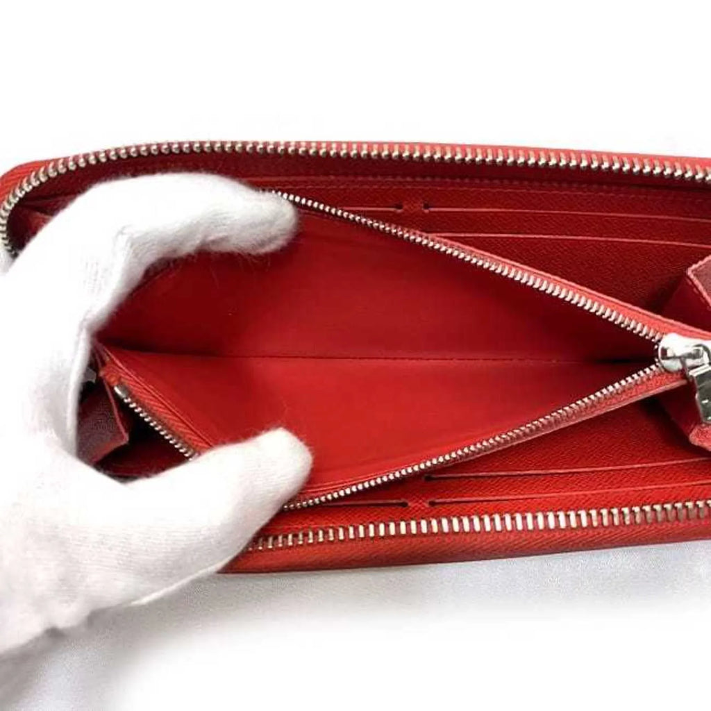 Clemence Epi MI1115 Leather Portefeuille Pre-Owned Long (Good) Red Wallet M60913 Coquelicot LV