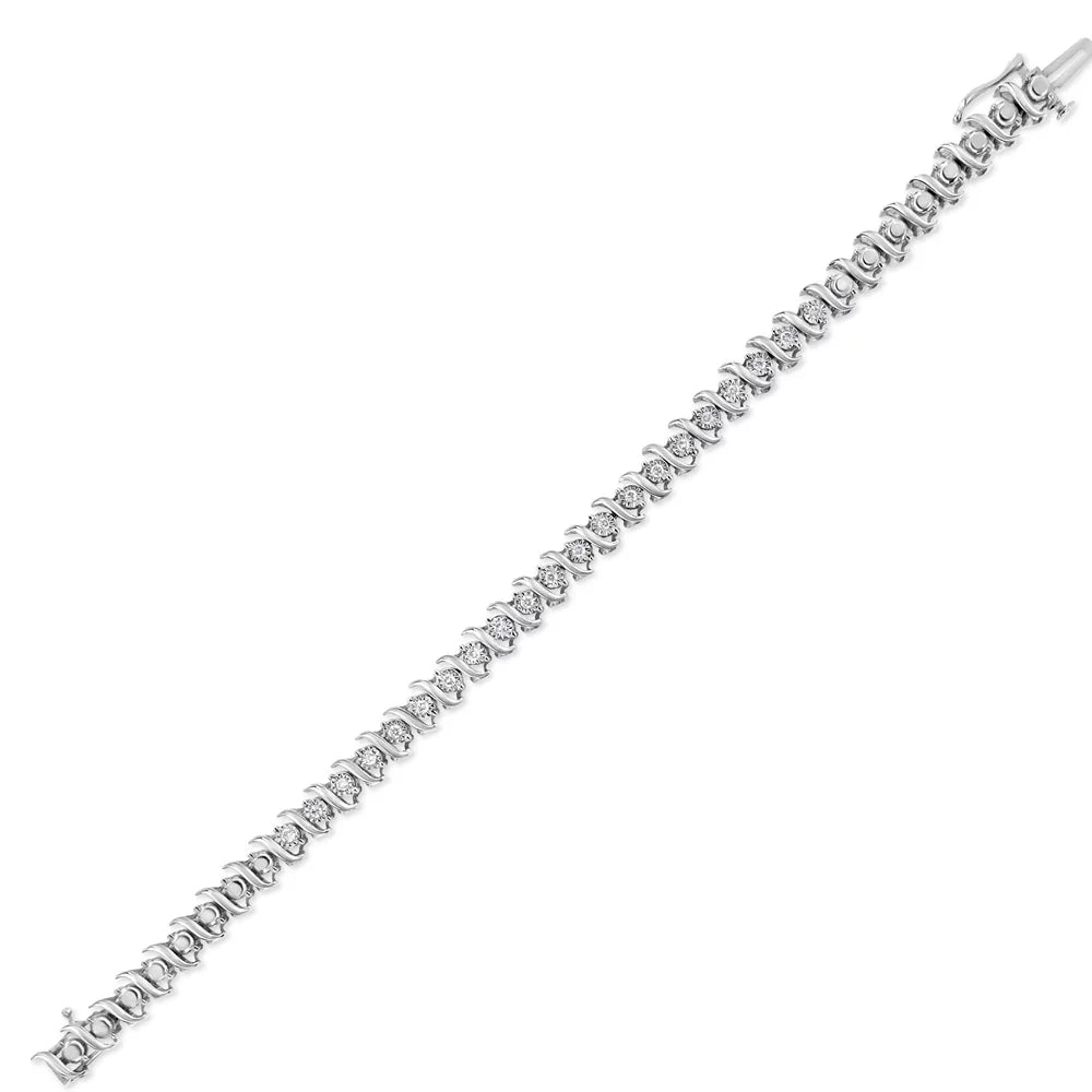 Color, Cttw - Miracle Tennis Sterling (J-K Diamond - dimension Bracelet 7.50 Set "S" .925 Link 1/2 Silver I2-I3 Clarity)