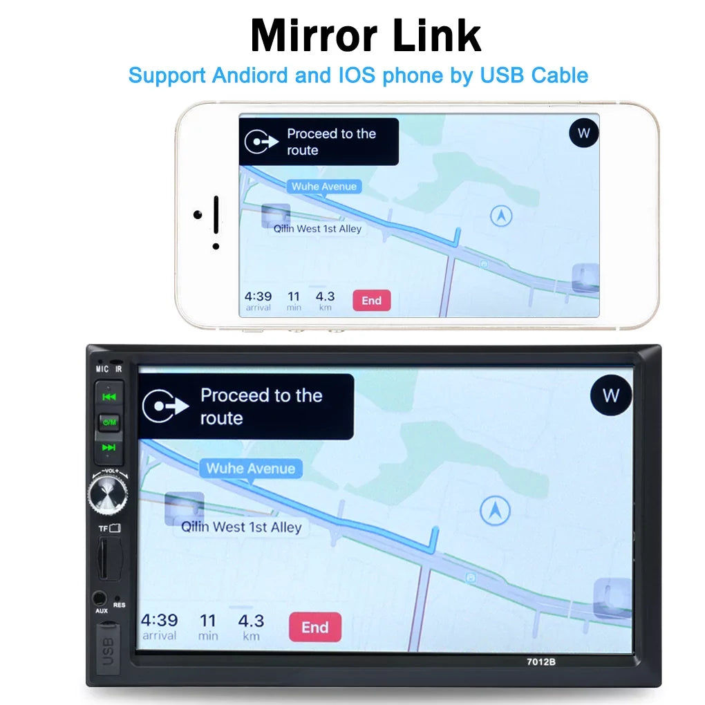 Android Touch Camera Car Radio Link(Both Screen and System) Vehicle Support Reverse IOS Stereo Mirror Din Double HD with Bluetooth MP5 7" And Car