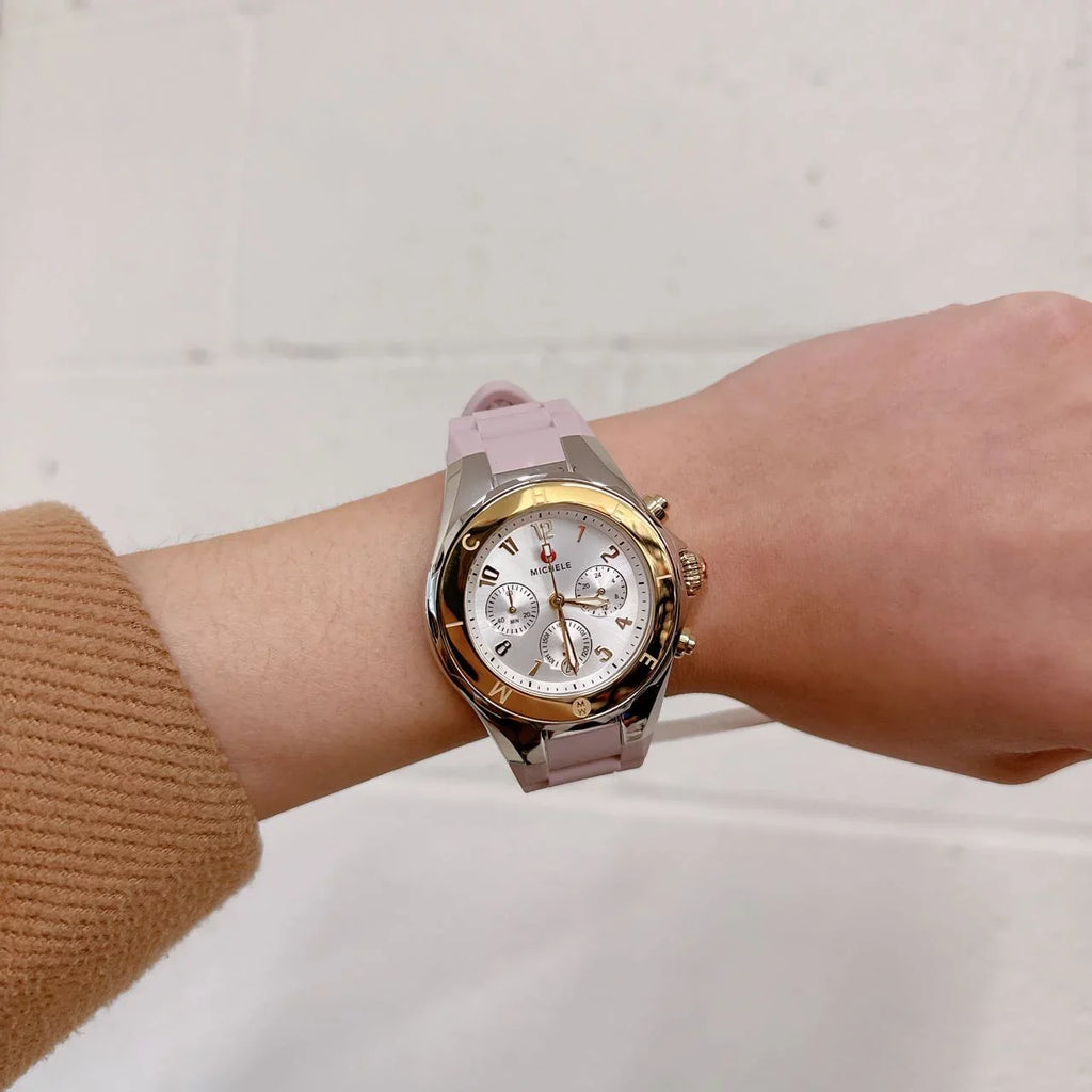 Michele Pink Two Tone Watch Jelly Bean Gold MWW12F000105 Silver Tahitian