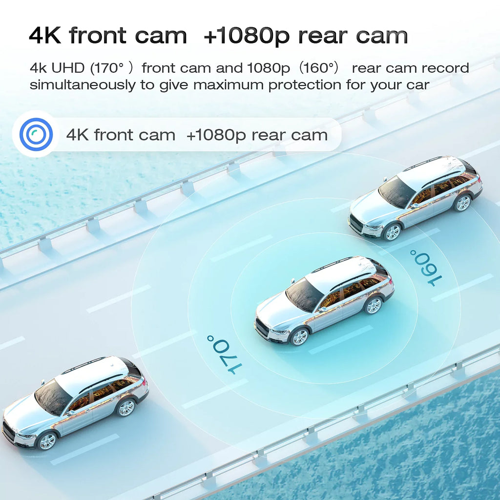 TOGUARD Night 4K Dual Touch with Screen Mirror Super Rear View Vision Dash GPS, Camera, 12" Sensor Cam, Assist, Cam, Mirror Parking Dash