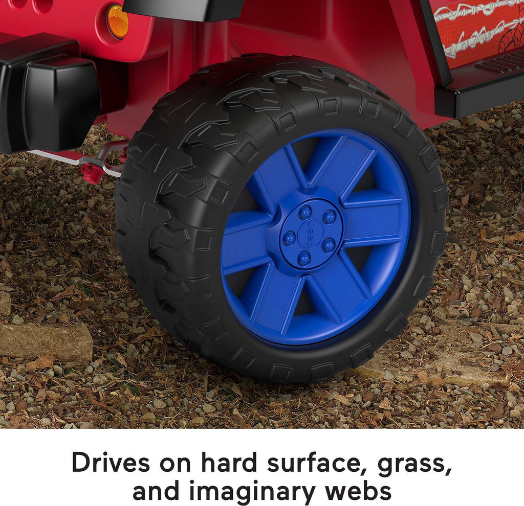 12V for Battery-Powered Wheels 3-7 Ride-On a Sounds, Jeep Spider-Man Ages Vehicle Power with Child Wrangler
