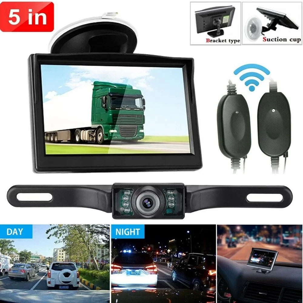'+ Rear Vision Electronicles System Car Camera 5" HD Wireless Parking Backup View MM Night Monitor