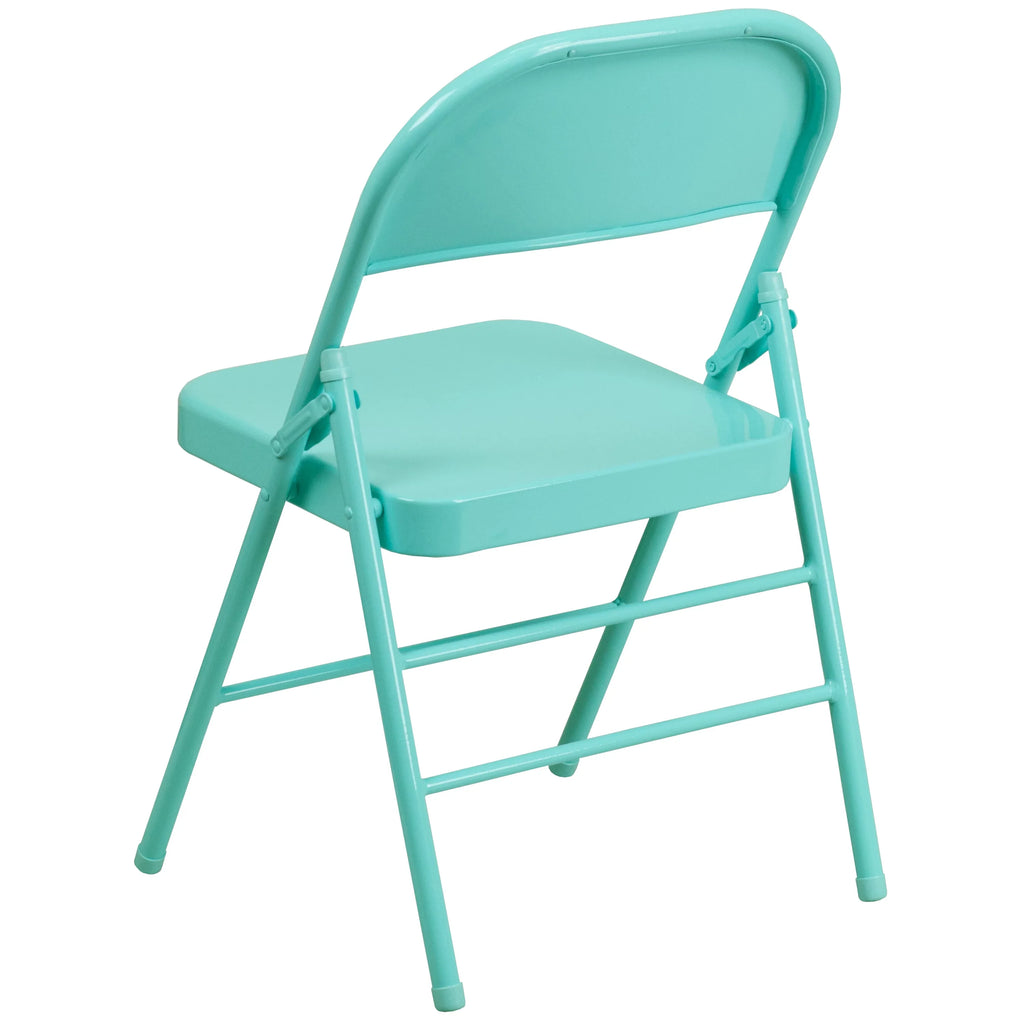 & Folding Chair Hinged HERCULES Series Teal Flash Furniture COLORBURST Metal Braced Tantalizing Triple Double