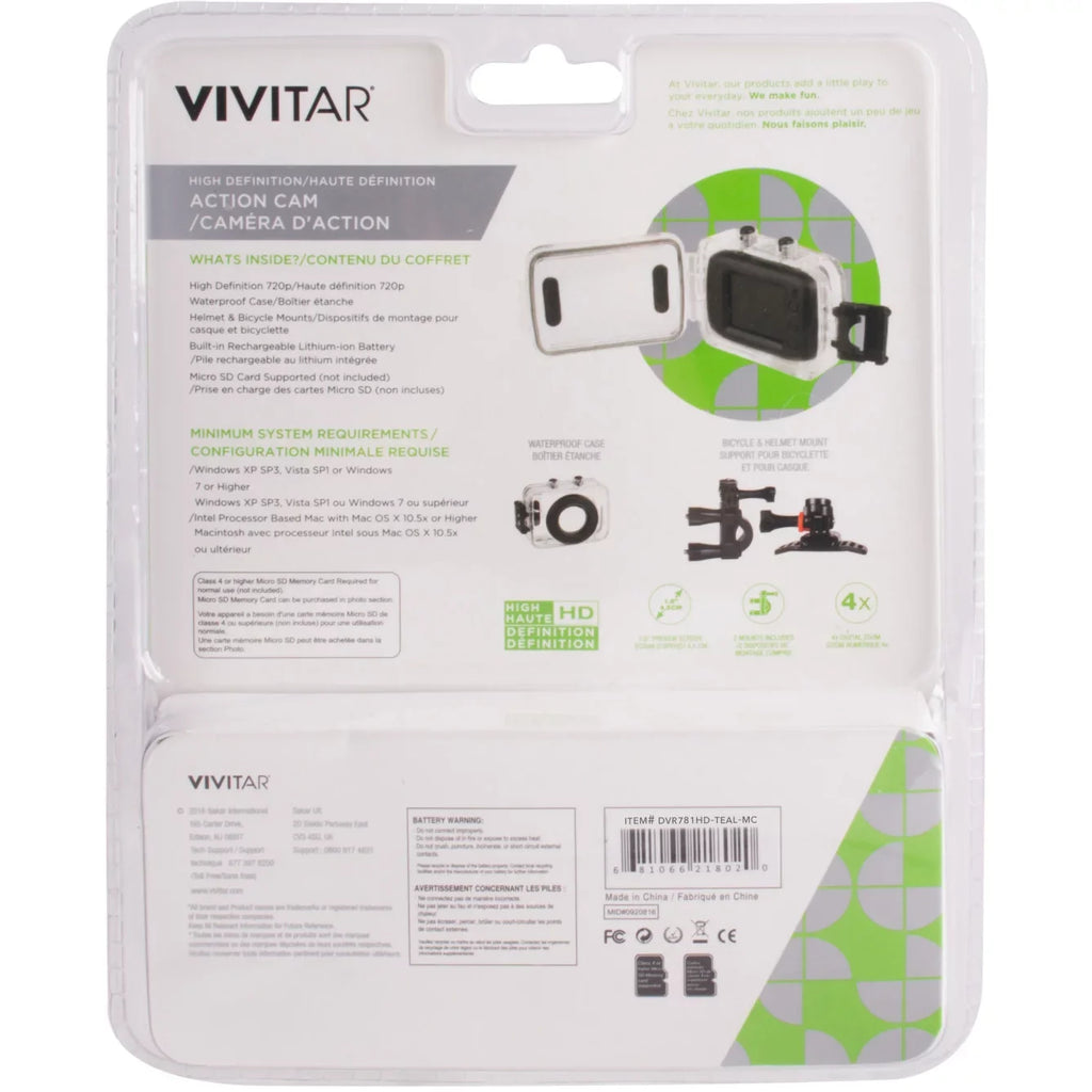 5.1MP Teal CAMCORDER ACTION Vivitar 720P