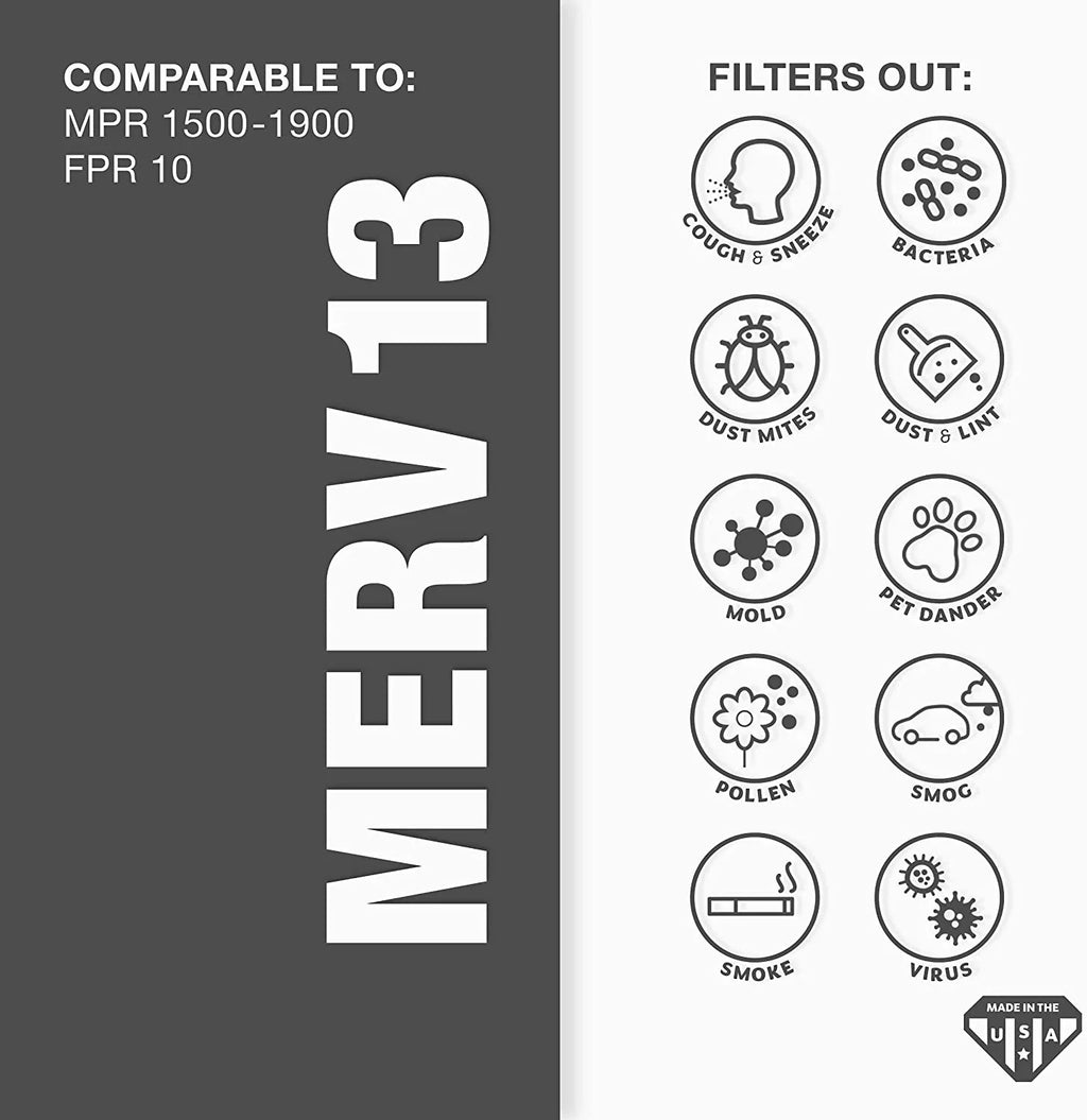 6-Pack Air Furnace x 3/4") AC Filter, 16 16 21 dimension: Air Pleated 13 Filter, MERV 1/2" 1/2" Aerostar 1/2x21 (Actual x 1/2x1