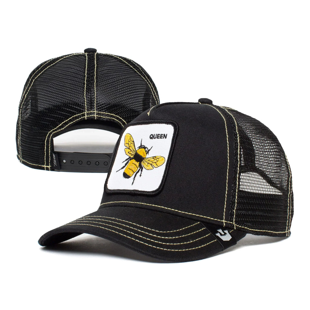 Hat, Unisex Adjustable dimension Trucker One Goorin Farm The Bee), Black (Queen Original Bros. Snapback