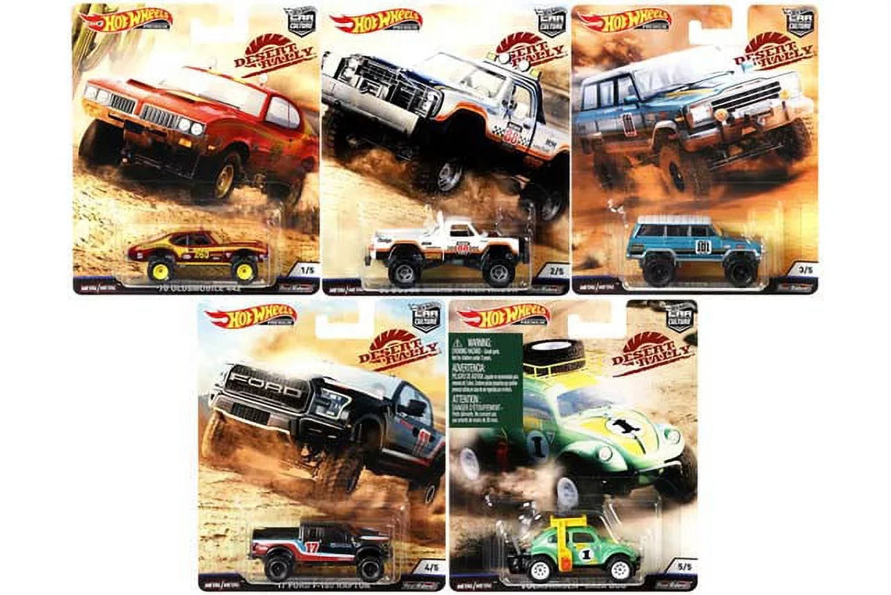 1/64 Car Model Cars Premium Diecast 2019 Hot Wheels Series FPY86-956K Desert 5 Rally Culture Cars, of Set