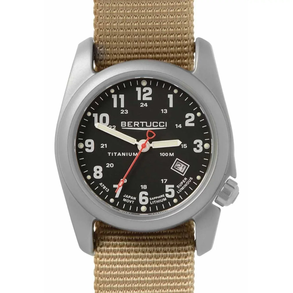 Original Titanium Beige Nylon Classic Strap Mens - - Dial Watch A-2T 12724 - Analog Black