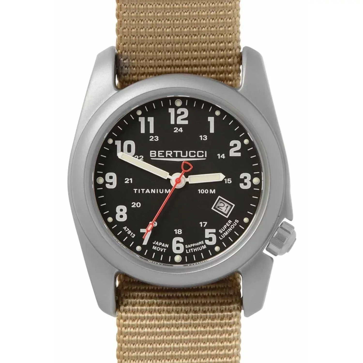 Original Titanium Beige Nylon Classic Strap Mens - - Dial Watch A-2T 12724 - Analog Black