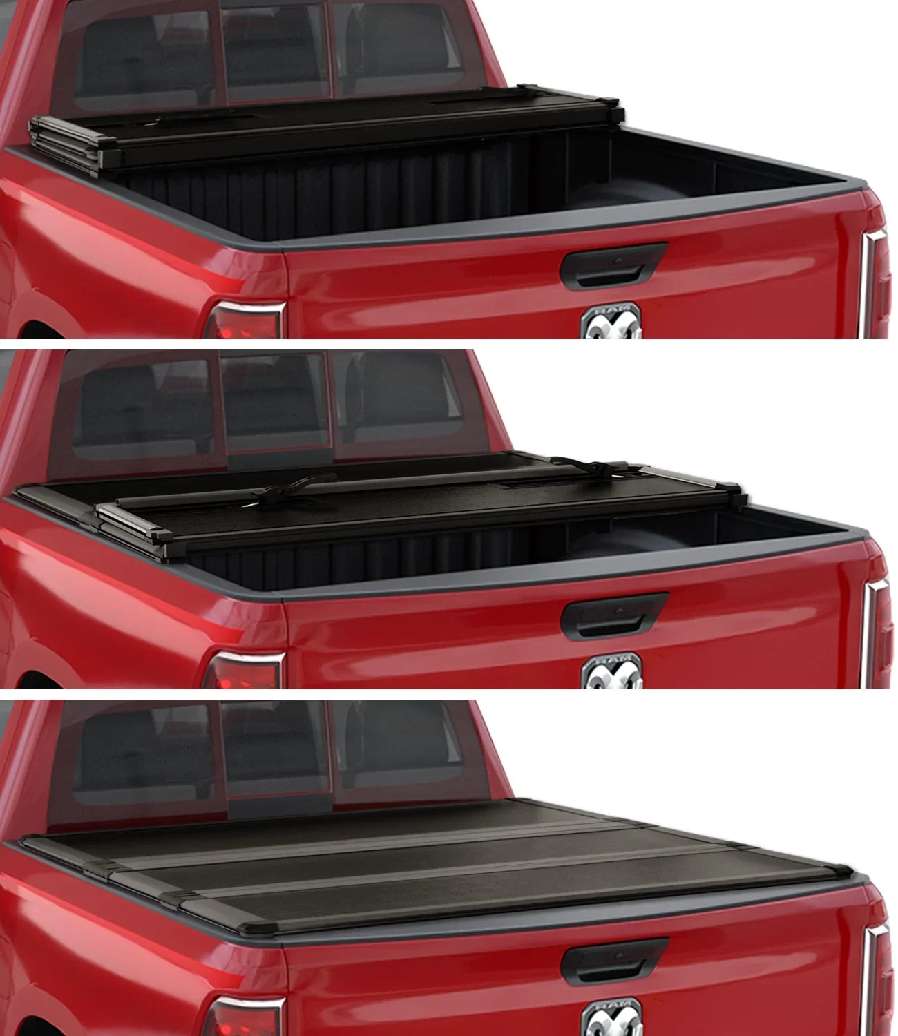 1500 Hard Kikito Professional Rambox Bed Bed | for 2019-2024 (76.3in) Deckrail System Cover 3500 6.4ft | FRP Tonneau Ram 2500 & Truck Tri-Fold