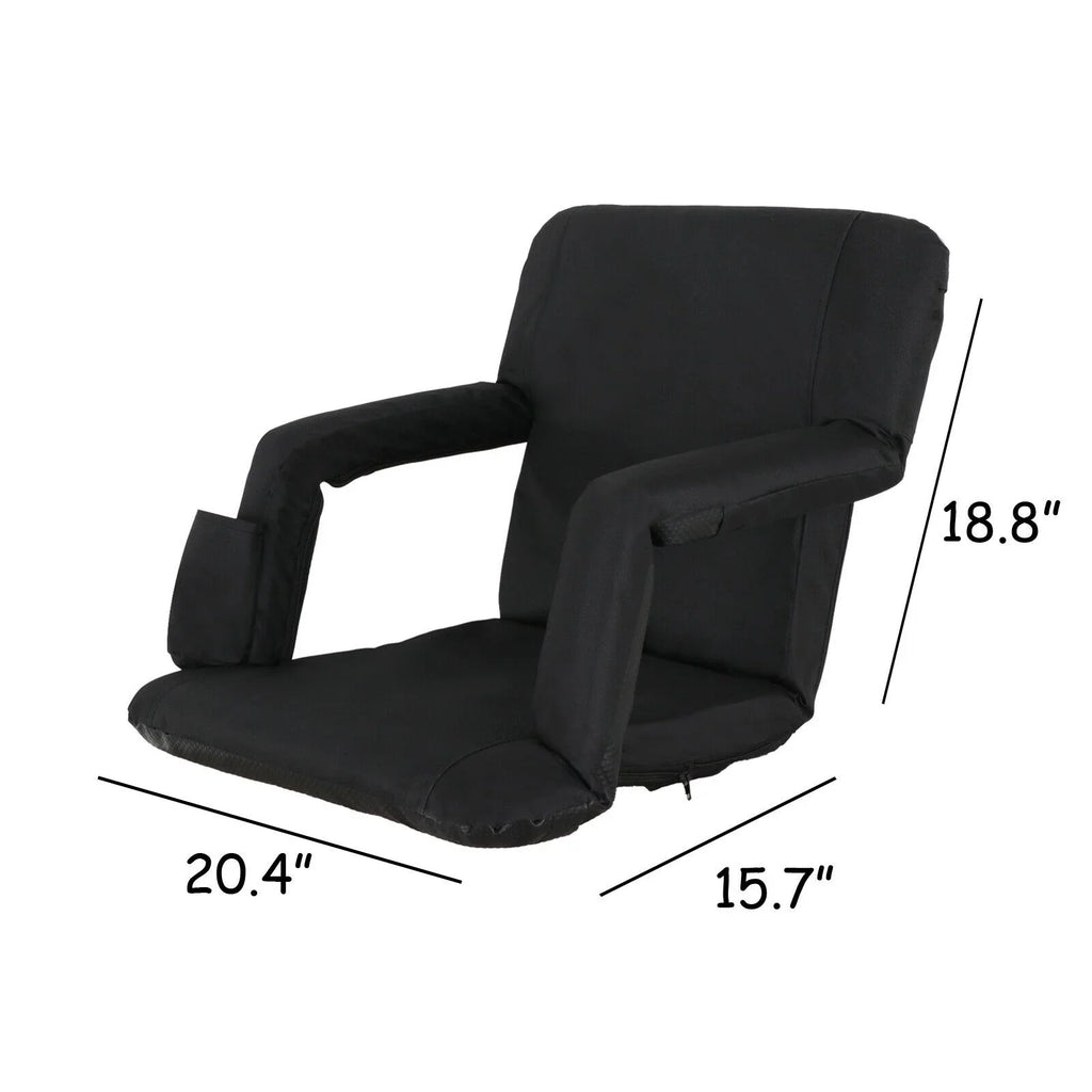 6 Reclining Chair Positions, Black Bleachers Stadium ZENY Cushion W/Padded Seat Reclining -