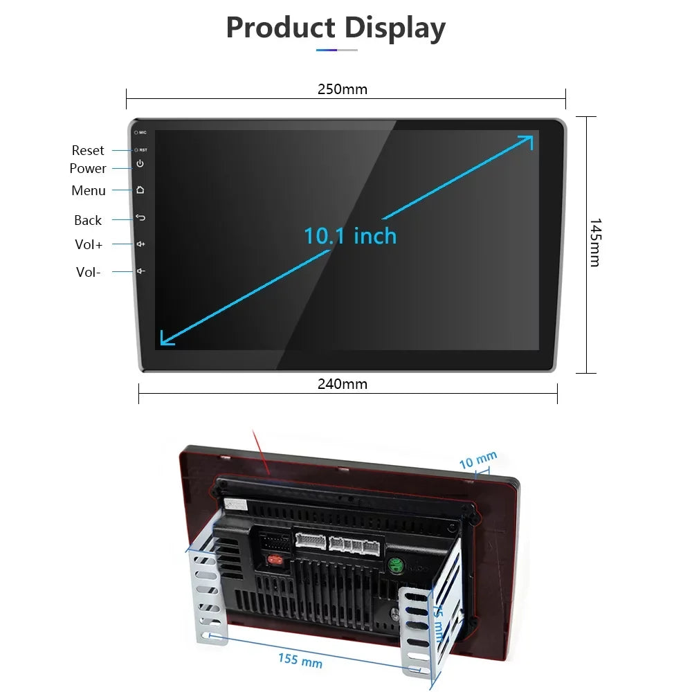 Radio Player HD 10 inch 10.1 AHD Podofo Car Stereo Double Rear Screen Car View Bluetooth Link Android Touch with inch GPS Din 11 MP5 Camera Mirror Car