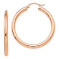 Gold and Women 3mm for Teens; and Polished Men Real for Hoop Earrings; 14kt Lightweight Adults Rose Tube