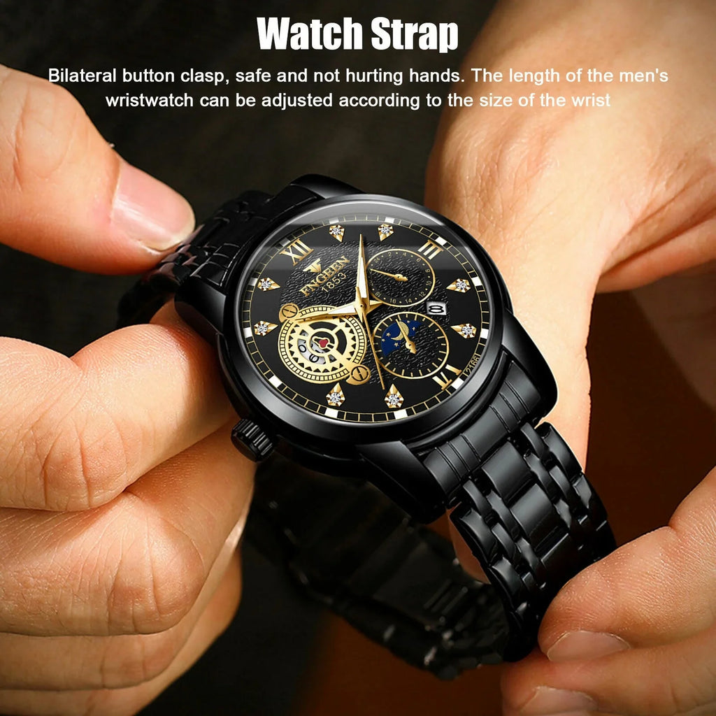 Watch Classic Wristwatch Quartz Luxury Steel Waterproof Men's Stainless Luminous