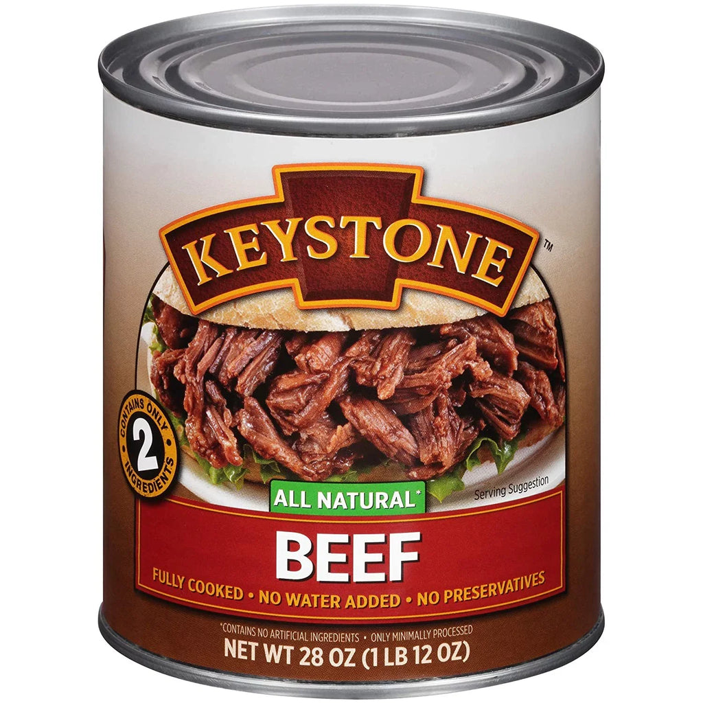 Long Cans Keystone Food Life Meats 28 Natural Canned Shelf Ounce ✅ Camping Beef All Emergency ✅ (6 Pack)