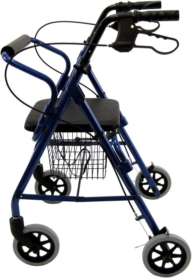 6" Seat, Rollator Aluminum Low Junior Karman Casters Blue, with Healthcare R-4100N-BL