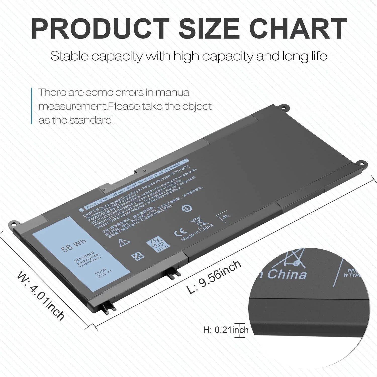 Laptop US W7NKD 3590 3480 3380 3580 For Battery P30E001 Latitude 33YDH 3490