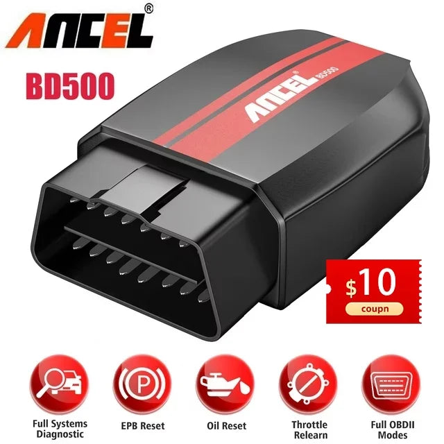 Ancel Seat Code Car Audi OBD2 Tool Fits EPB Skoda Vehicles Check Scanner VAG Scanner Scan Bluetooth Reader Reset Reset Oil Wireless Learning Automotive for VW BD500 All Systems Diagnostic Throttle