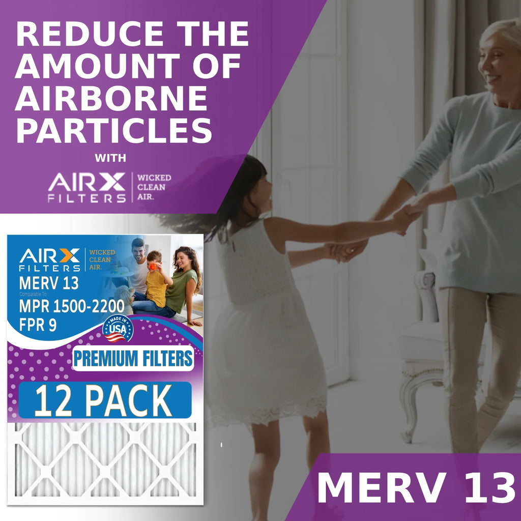 by in 2200 Air FPR MERV AIR. to 14x25x1 WICKED Comparable FILTERS Rating, Made - AIRX 12 - Furnace Filter 13 USA CLEAN Pack & 1500 9 of Filters MPR