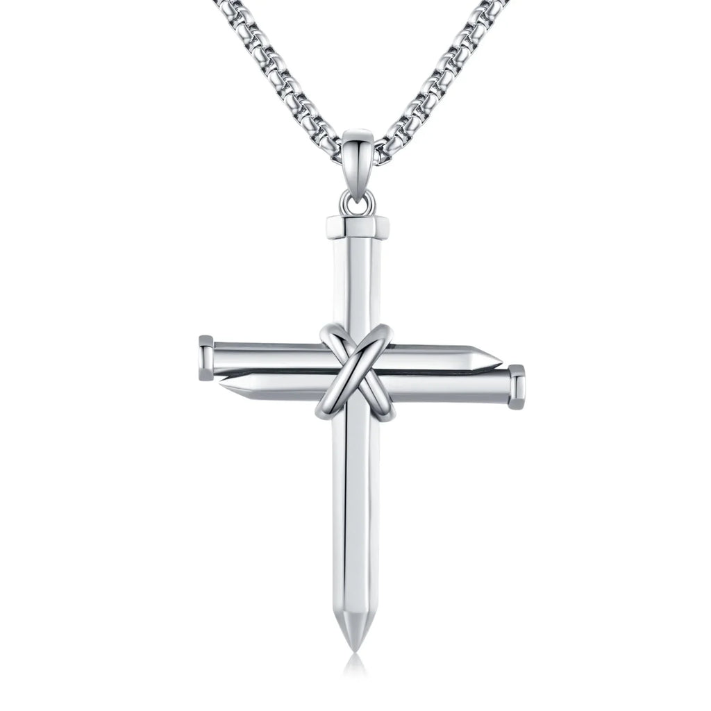 Christian Gifts Cross Charm Men Jewelry 925 Necklace Graduation Midir&Etain Solid Silver Cross Necklace for Cross Sterling Boys Religious Nail Pendant