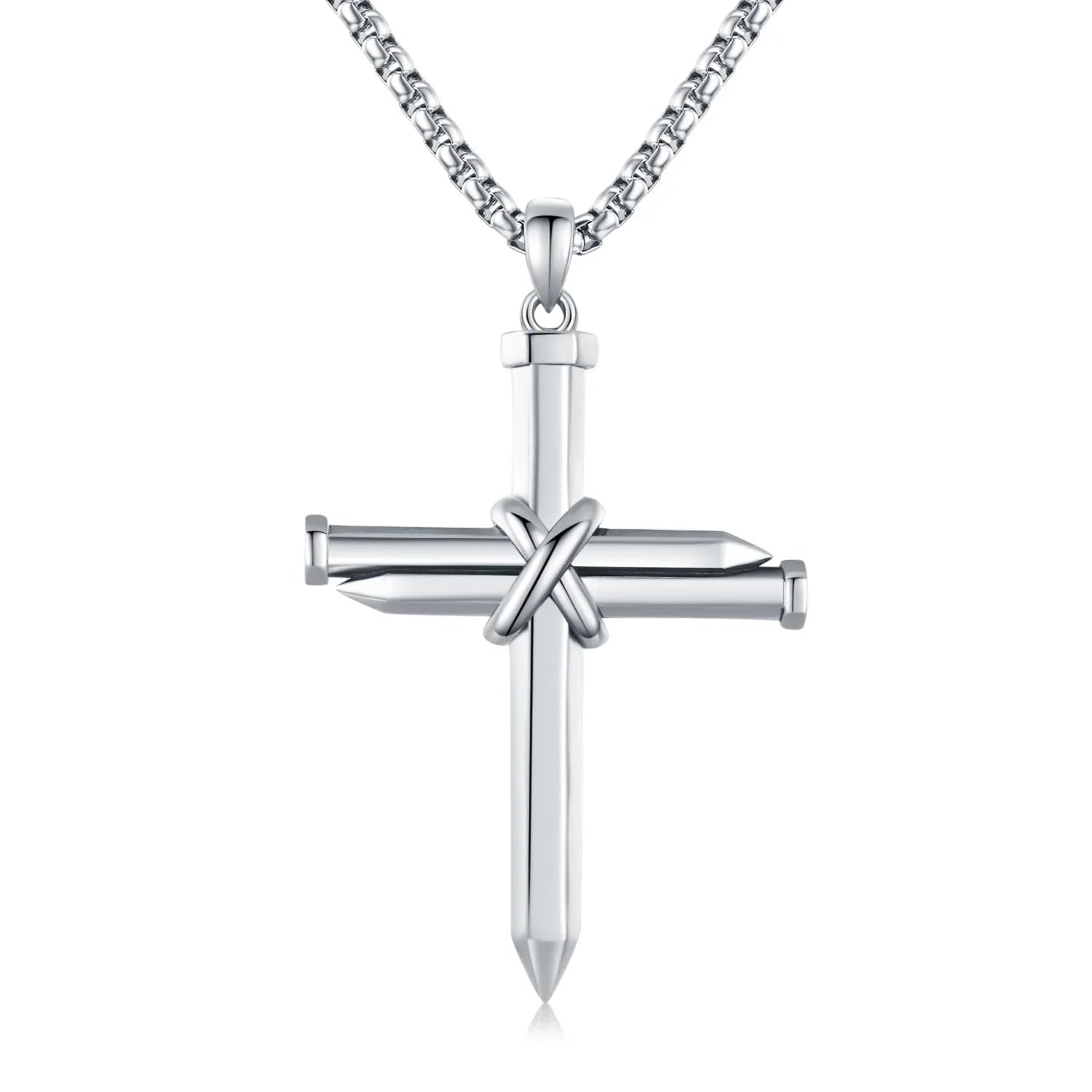 Christian Gifts Cross Charm Men Jewelry 925 Necklace Graduation Midir&Etain Solid Silver Cross Necklace for Cross Sterling Boys Religious Nail Pendant