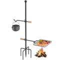 Swivel and Perfect Steel, IRONSTONE exterior Rotation - Grate Height and Grill Barbecue, Cooking Handle, Adjustable Campfire Mr - for Duty Camping Heavy
