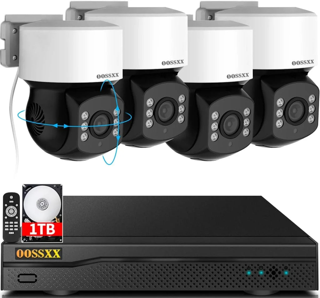 Wired Camera System (360° Camera System Security PTZ Surveillance Outside Indoor CCTV Video exterior Surveillance Video Cameras Equipment Security Zoom) Home Digital
