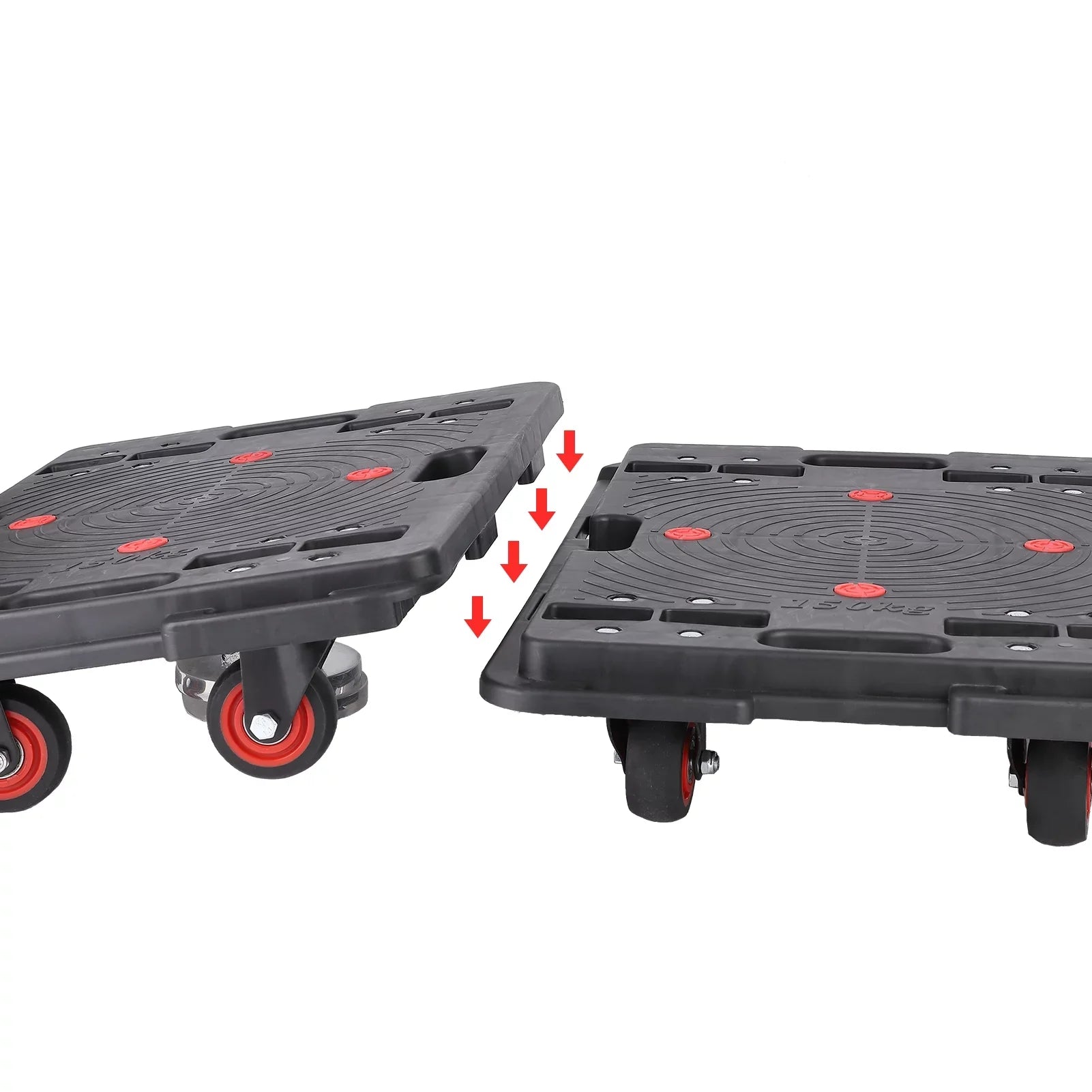 Office Capacity Cart Hand Travel Luggage Folding for Trolley Truck 2pcs Portable 330 Lbs Black Homhougo—2PCS Home Wheels 4 Transport Rotate