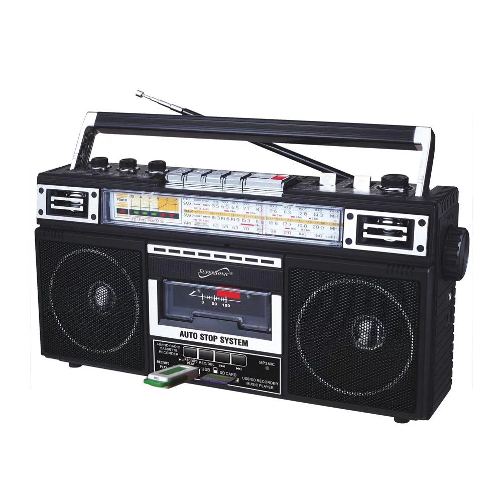 Black, SC-3201BT-BK Radio, Supersonic AM/FM Portable
