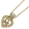 Necklace Dior Women's Pre-Owned Heart (Good) Dior Christian Gold Rhinestone Plated