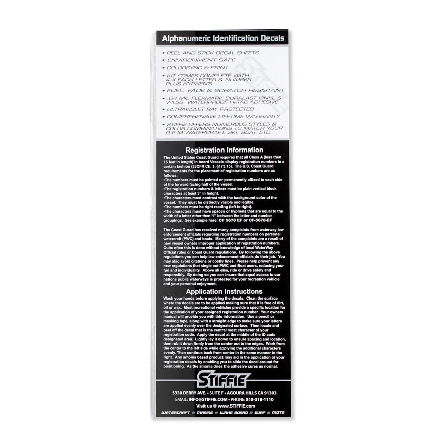 STIFFIE Custom & for Boats Personal Identification Techtron Numbers Marine Alpha-Numeric & Watercraft Kit Registration Letters Decals PWC Navy/Gold Stickers 3"