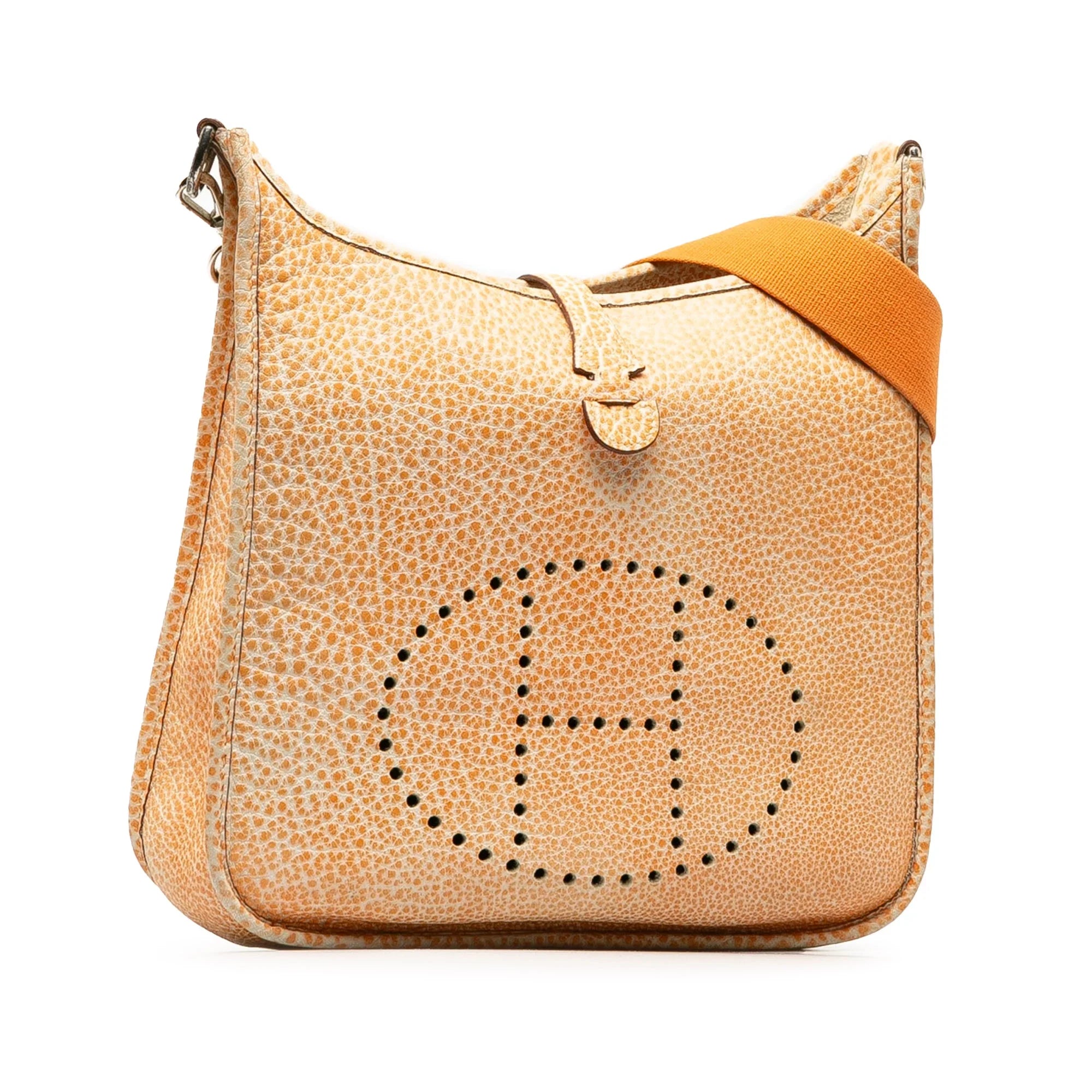 Crossbody Authenticated Bag Hermès Orange Unisex Leather Pre-Owned I Dalmatian Buffalo PM Evelyne (Good) Calf