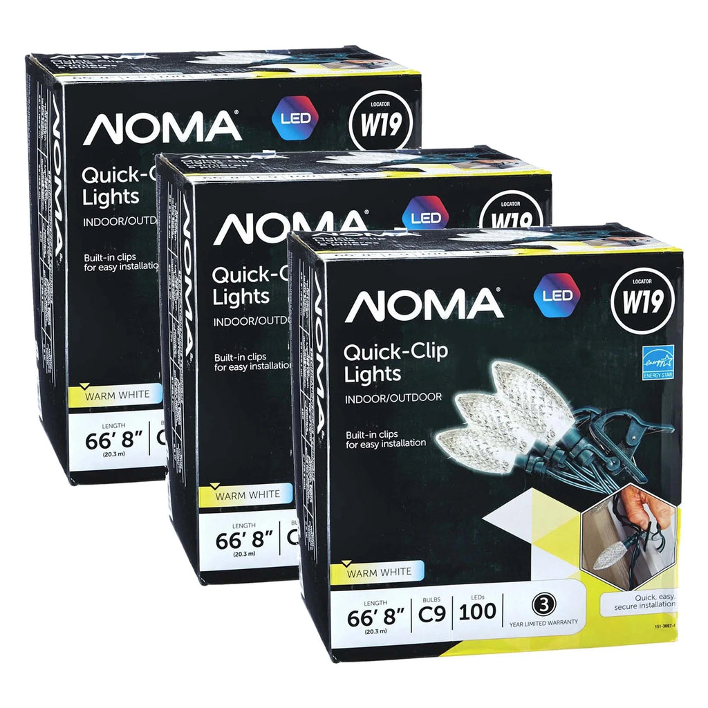 Clip 100 String Lights Warm Bulbs LED Christmas Quick (3 NOMA Pack) C9