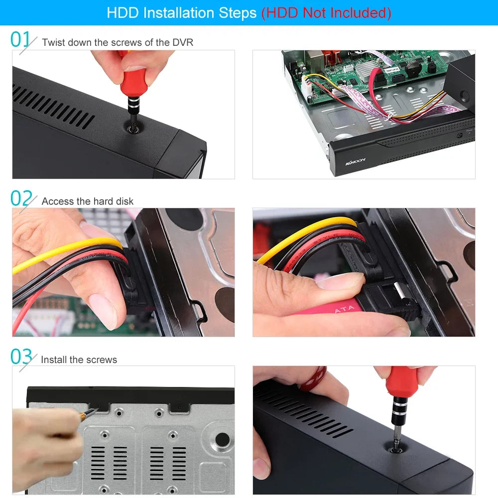 4CH Plug High Home 1080P Recorder kit Monitoring CCTV P2P System office Definition Video AHDAnalogTVICVI/ for Full (NO KKmoon Remote DVR Digital Phone DVR HDD)
